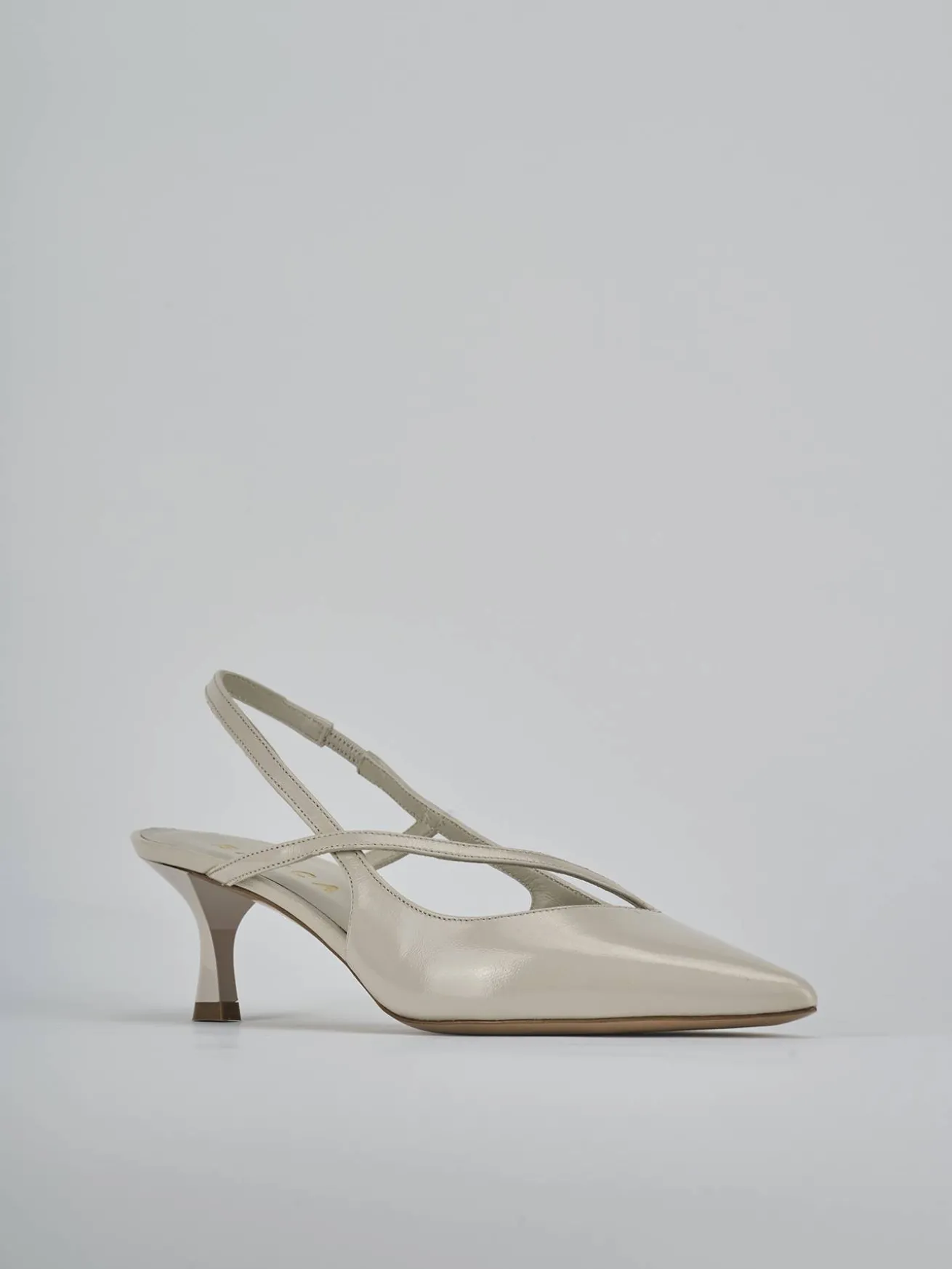 Slingback tacco 5cm pelle beige
