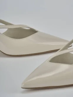 Slingback tacco 5cm pelle beige
