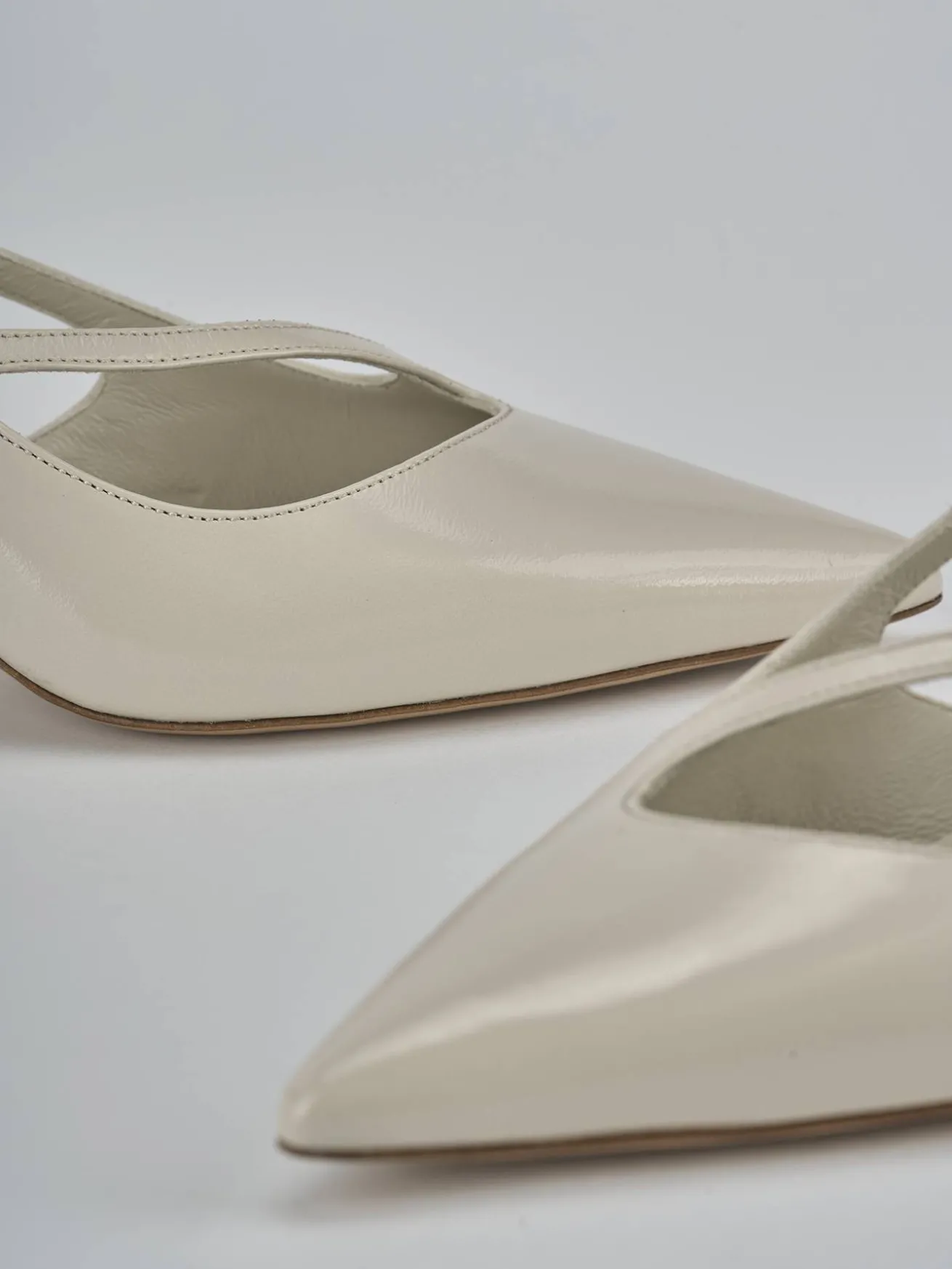 Slingback tacco 5cm pelle beige
