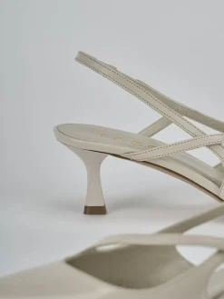 Slingback tacco 5cm pelle beige