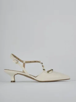 Slingback tacco 4cm pelle bianco