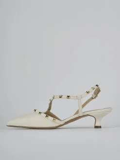 Slingback tacco 4cm pelle bianco