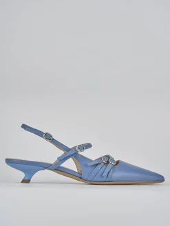 Slingback tacco 3cm pelle jeans