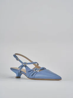 Slingback tacco 3cm pelle jeans