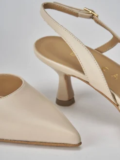 Slingback tacco 5cm pelle beige