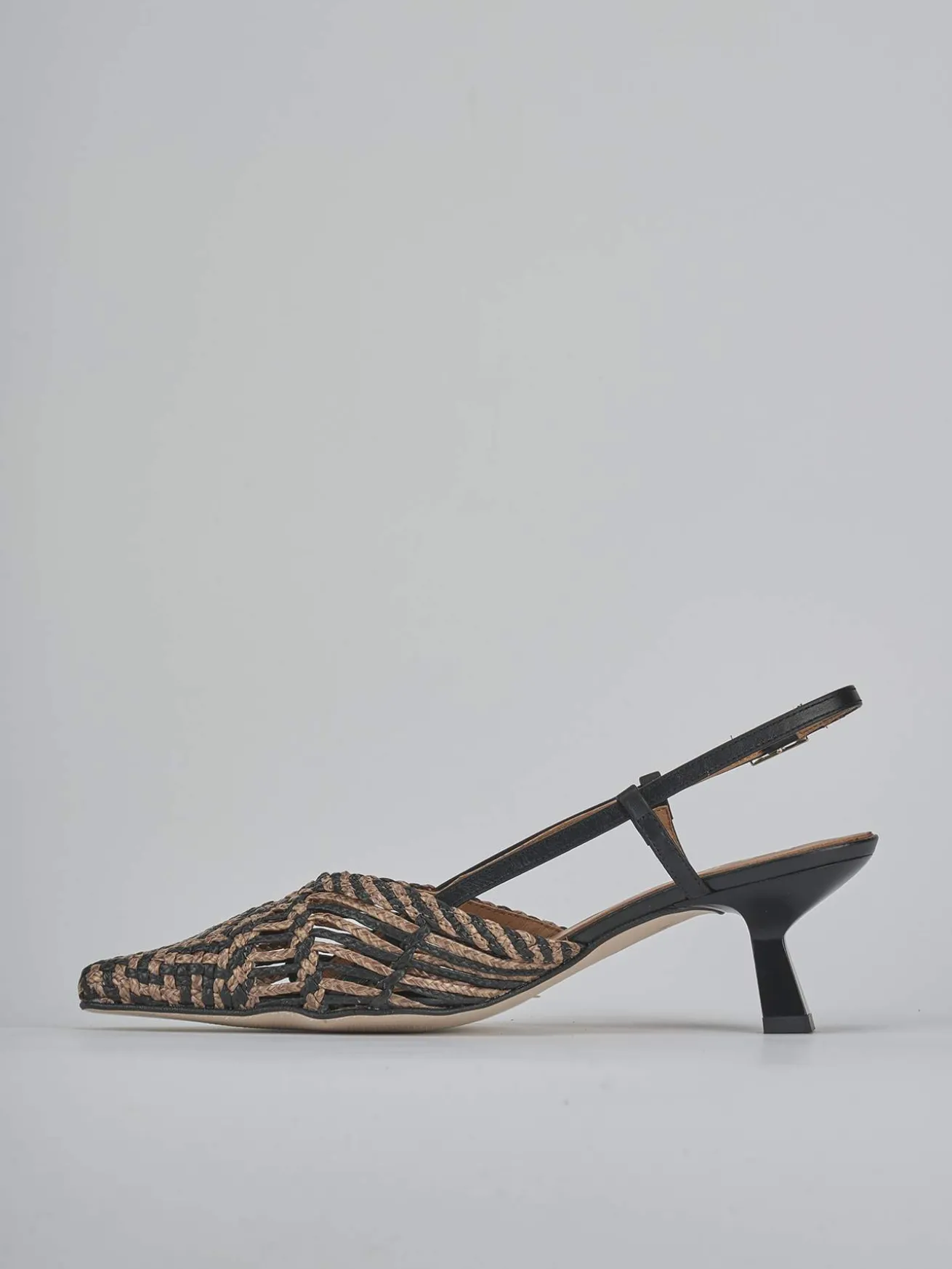 Slingback tacco 5cm pelle marrone