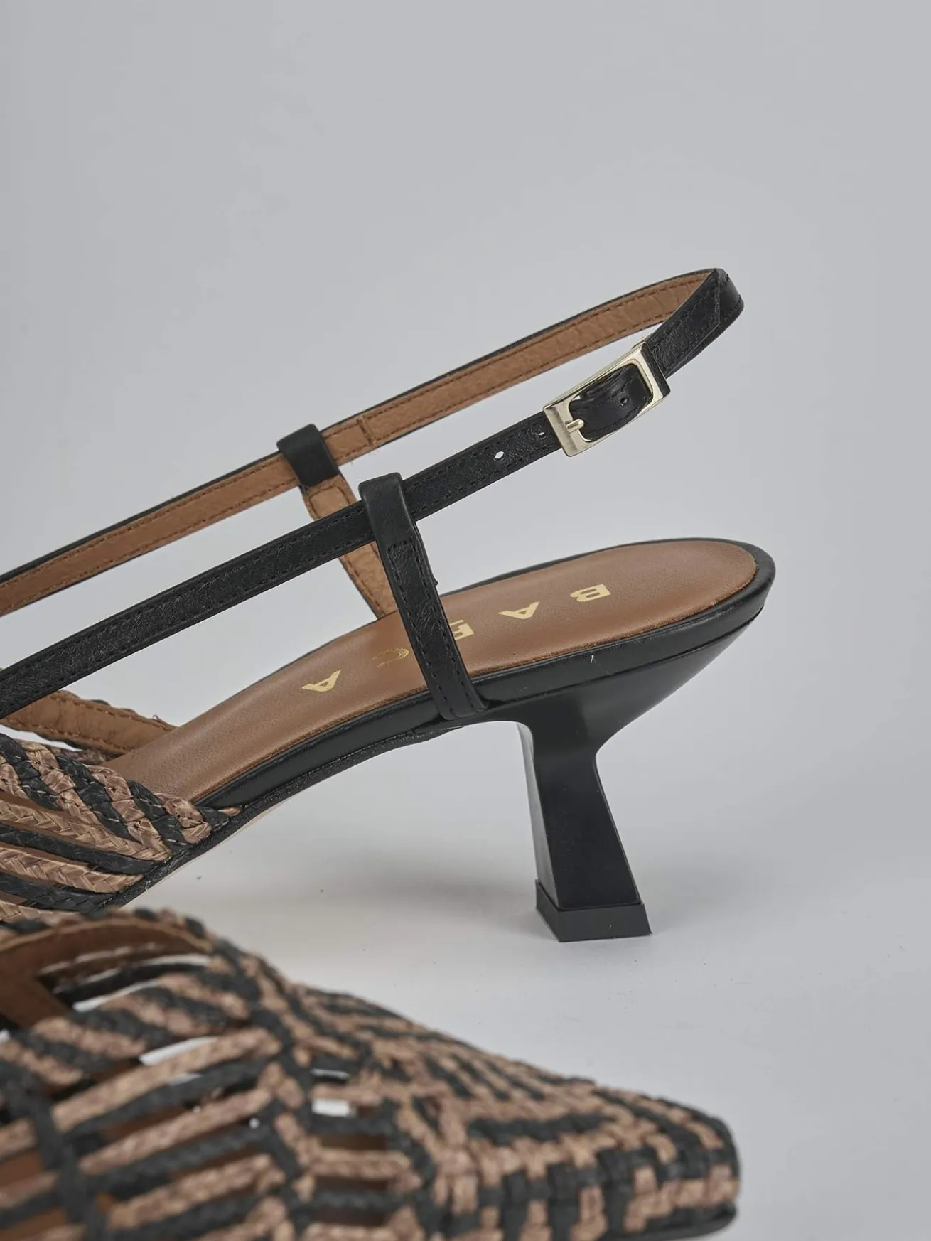 Slingback tacco 5cm pelle marrone