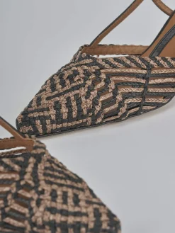 Slingback tacco 5cm pelle marrone