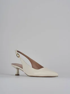 Slingback tacco 5cm pelle bianco