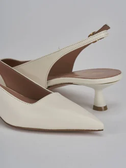 Slingback tacco 5cm pelle bianco
