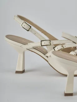 Slingback tacco 7cm pelle bianco