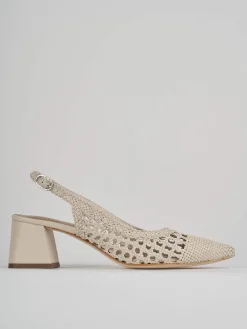 Slingback tacco 5cm pelle beige