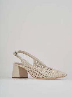 Slingback tacco 5cm pelle beige