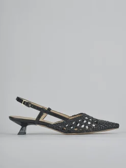 Slingback tacco 4cm pelle nero