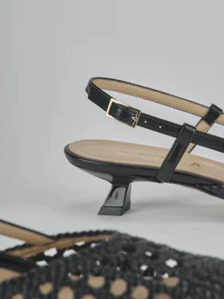 Slingback tacco 4cm pelle nero