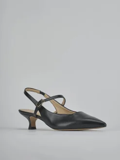 Slingback tacco 4cm pelle nero