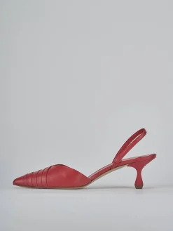 Slingback tacco 5cm pelle rosso
