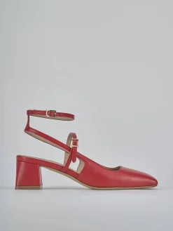 Slingback tacco 5cm pelle rosso