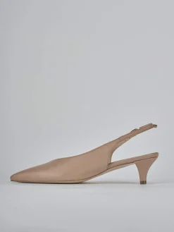 Slingback tacco 5cm pelle marrone