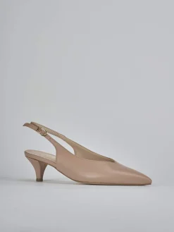 Slingback tacco 5cm pelle marrone