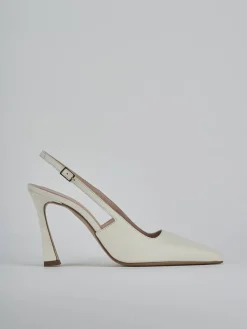 Slingback tacco 9cm pelle bianco