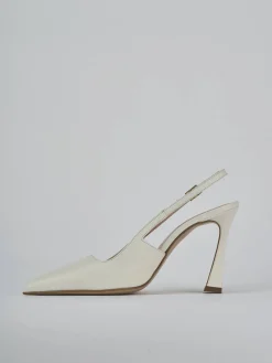Slingback tacco 9cm pelle bianco