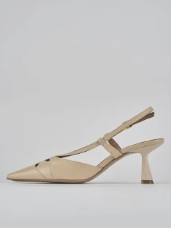 Slingback tacco 7cm pelle beige