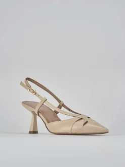 Slingback tacco 7cm pelle beige