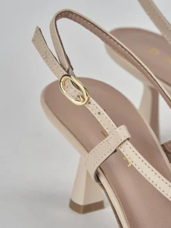 Slingback tacco 7cm pelle beige