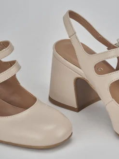 Slingback tacco 5cm pelle beige