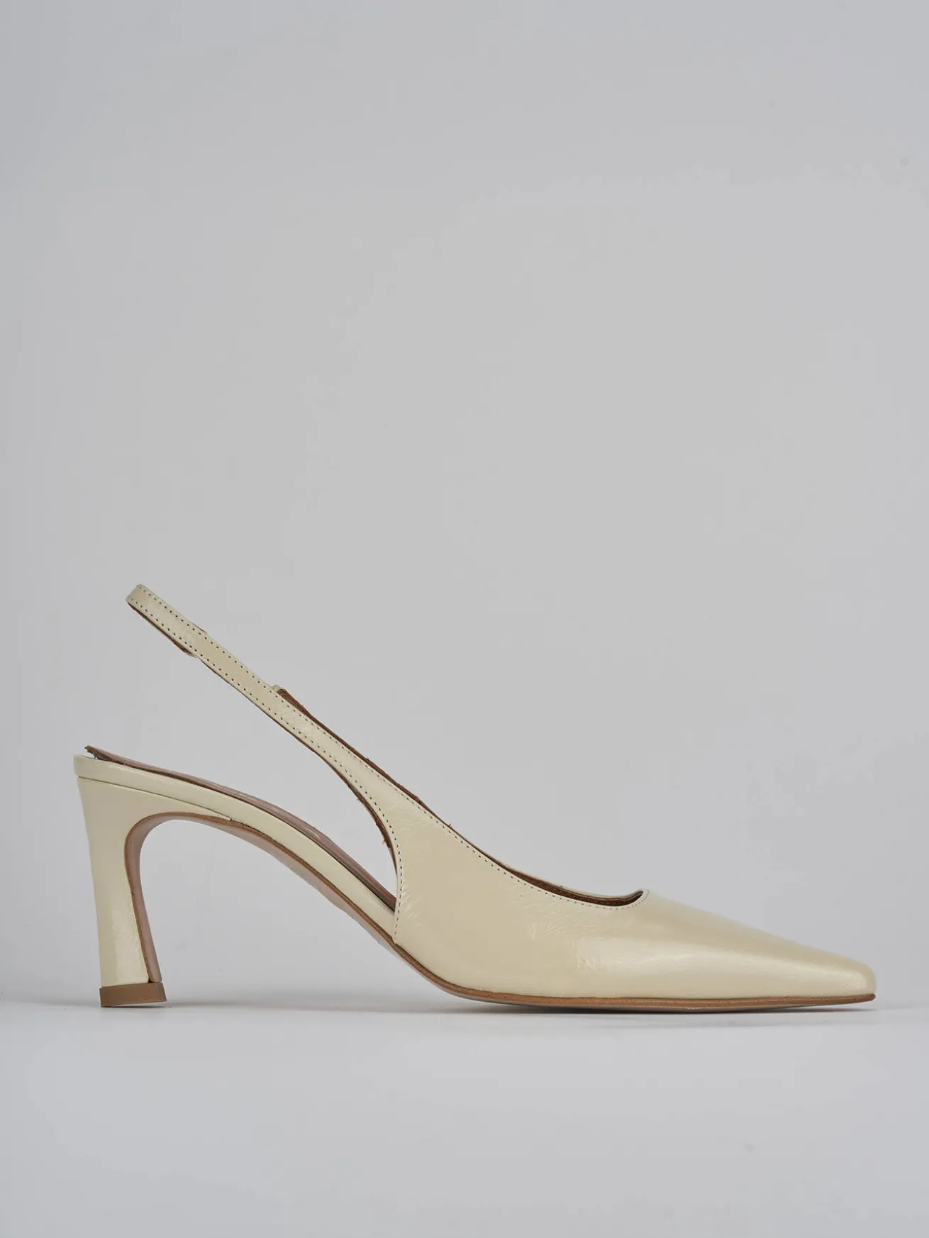 Slingback tacco 6cm pelle bianco