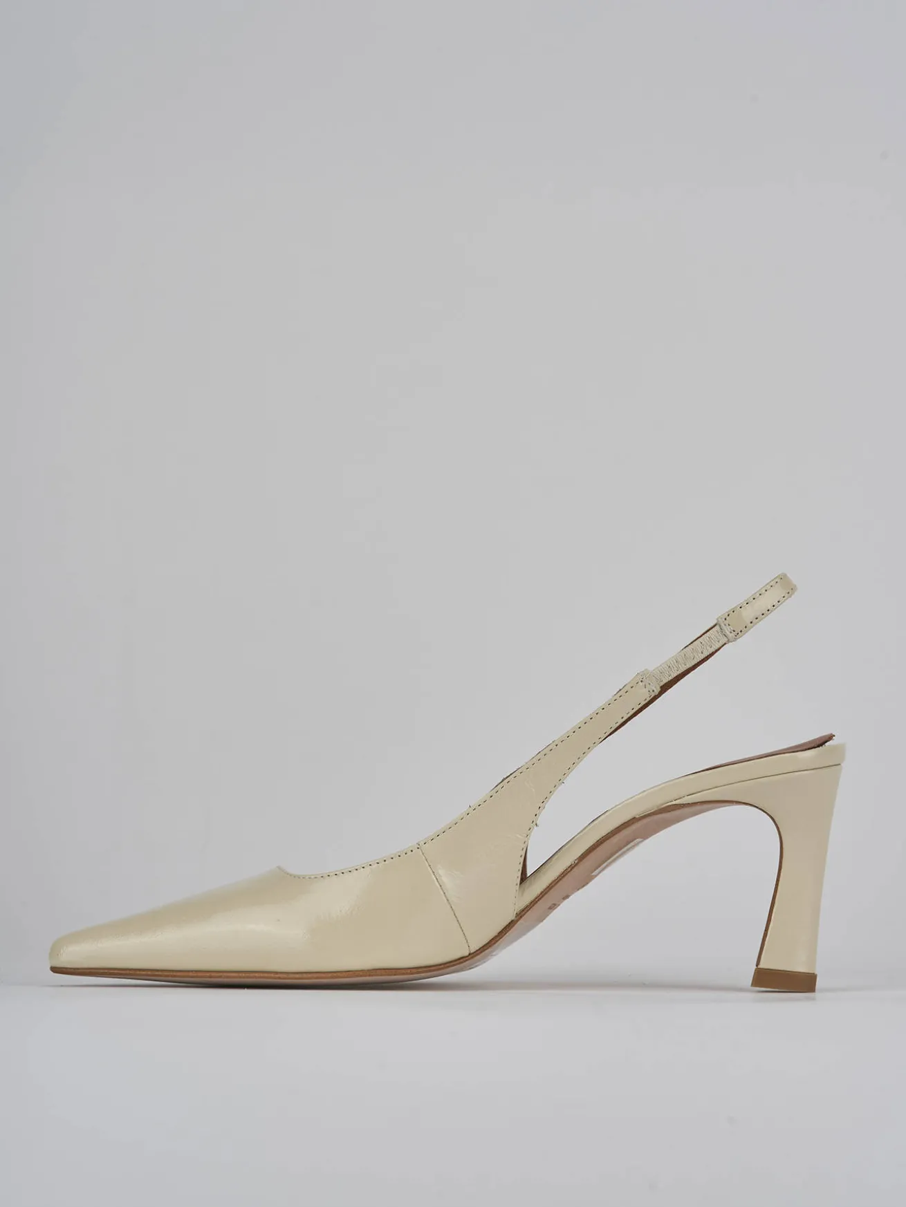 Slingback tacco 6cm pelle bianco