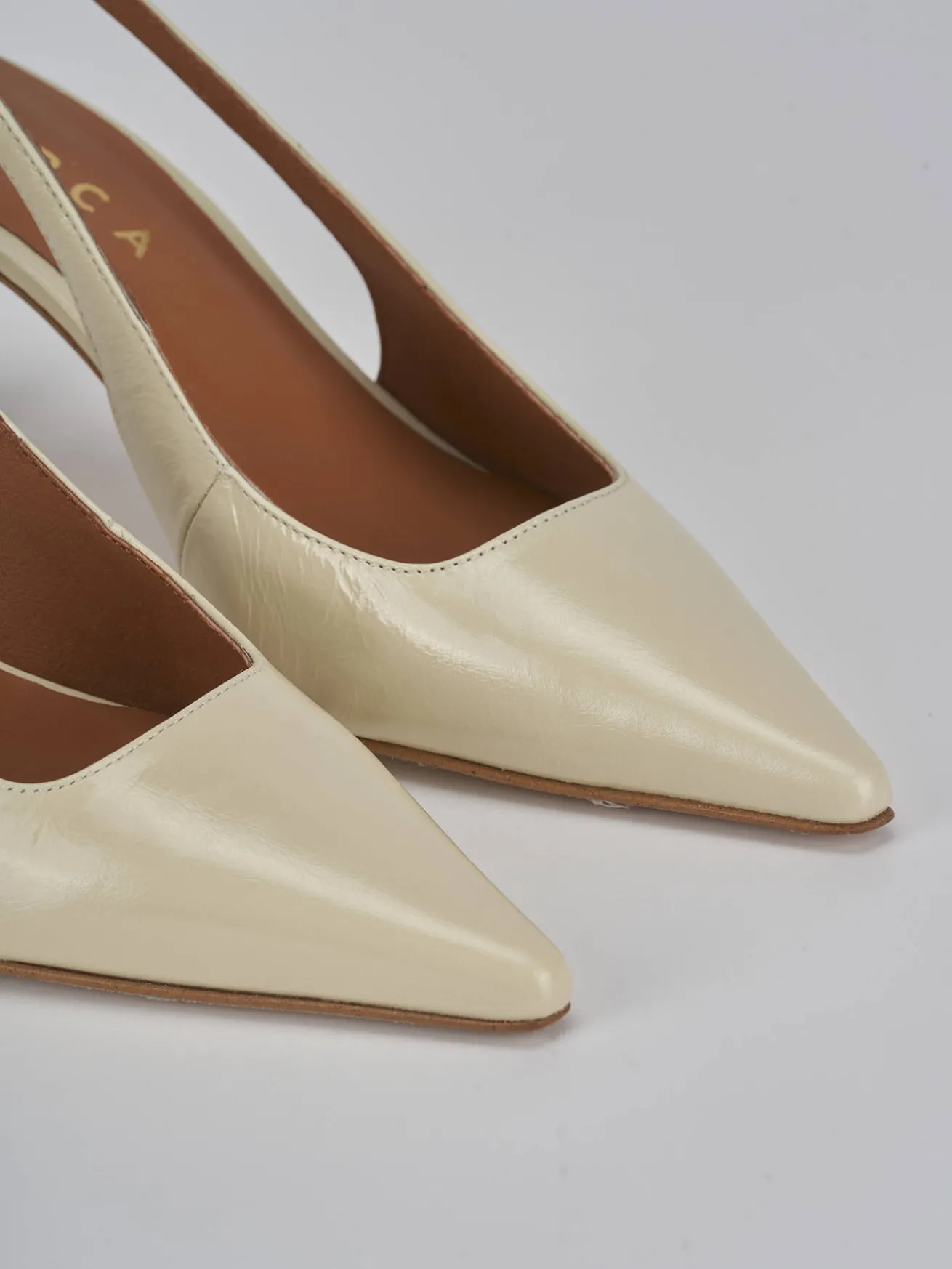 Slingback tacco 6cm pelle bianco