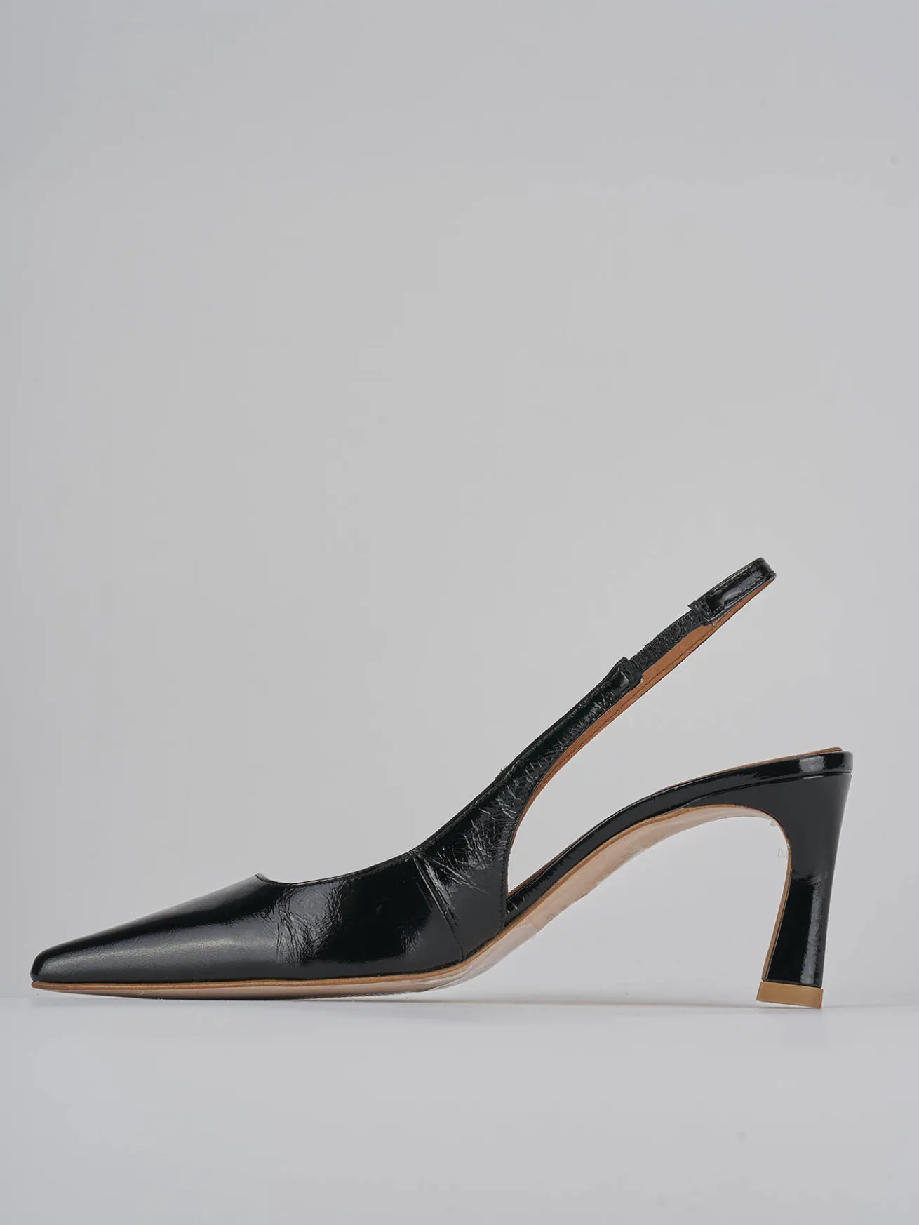 Slingback tacco 6cm pelle nero