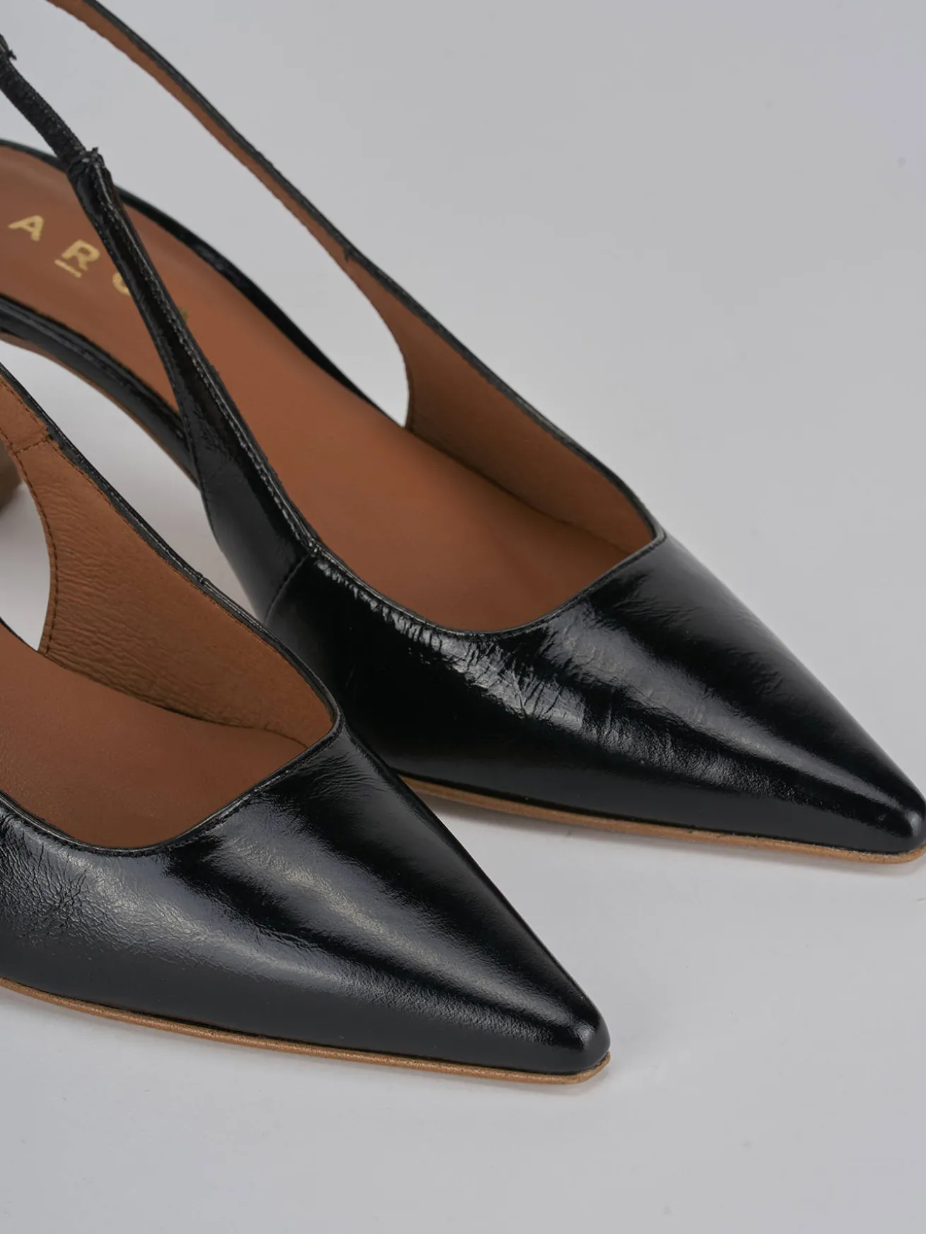 Slingback tacco 6cm pelle nero