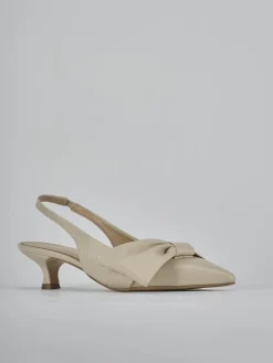 Slingback tacco 4cm pelle beige