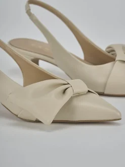 Slingback tacco 4cm pelle beige