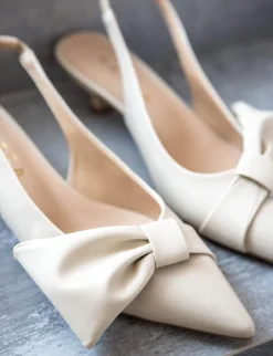 Slingback tacco 4cm pelle beige