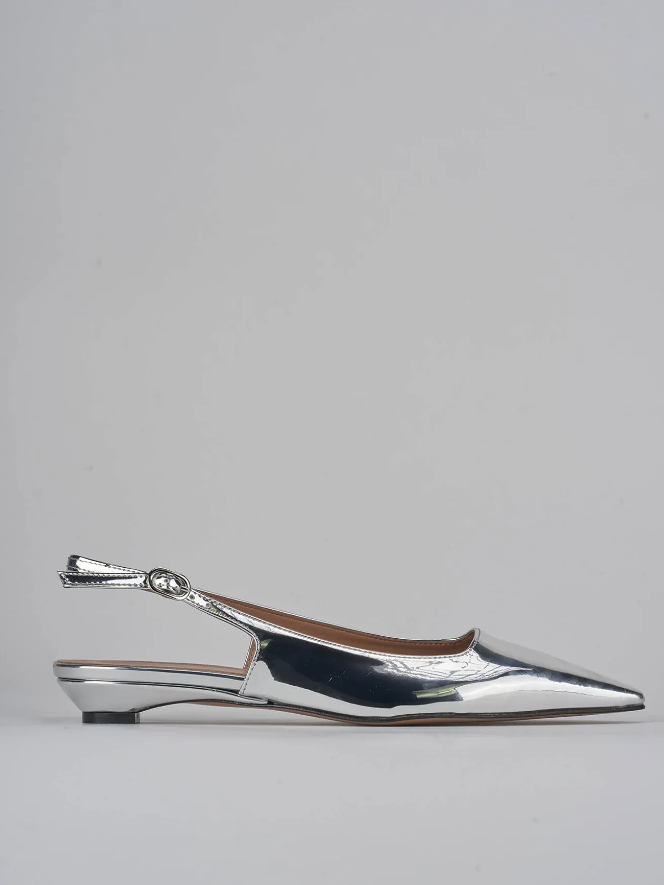 Slingback tacco 2cm pelle argento