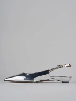 Slingback tacco 2cm pelle argento