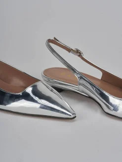 Slingback tacco 2cm pelle argento