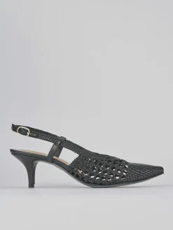 Slingback tacco 5cm pelle nero
