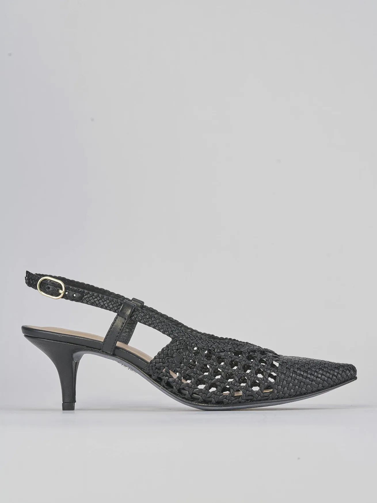 Slingback tacco 5cm pelle nero