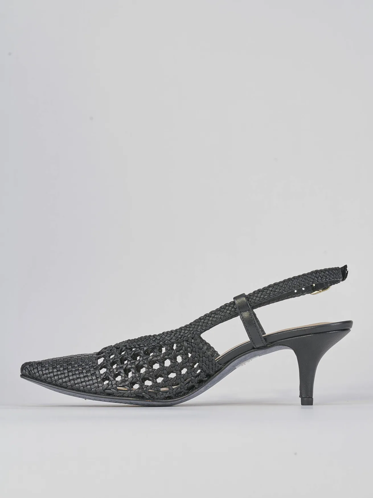 Slingback tacco 5cm pelle nero