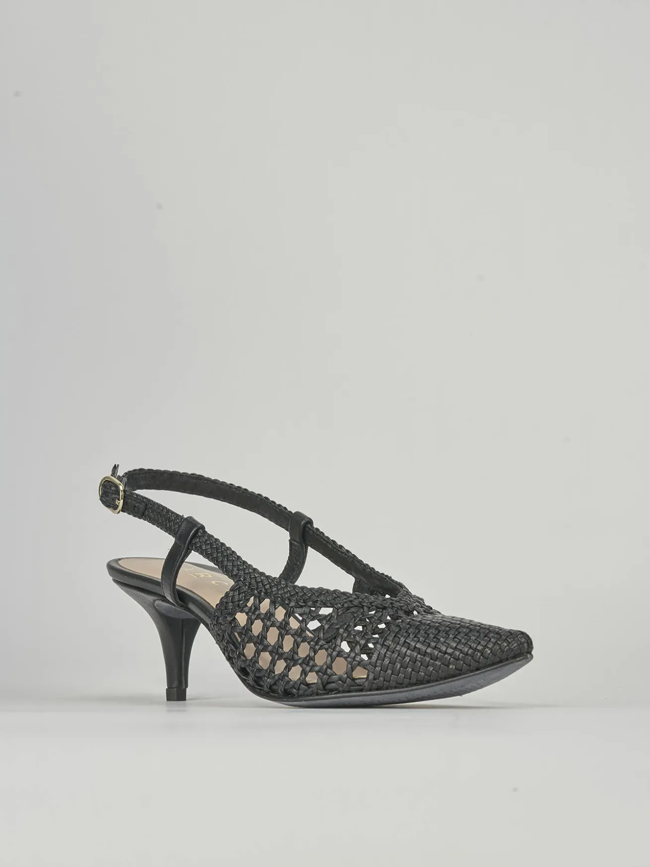 Slingback tacco 5cm pelle nero