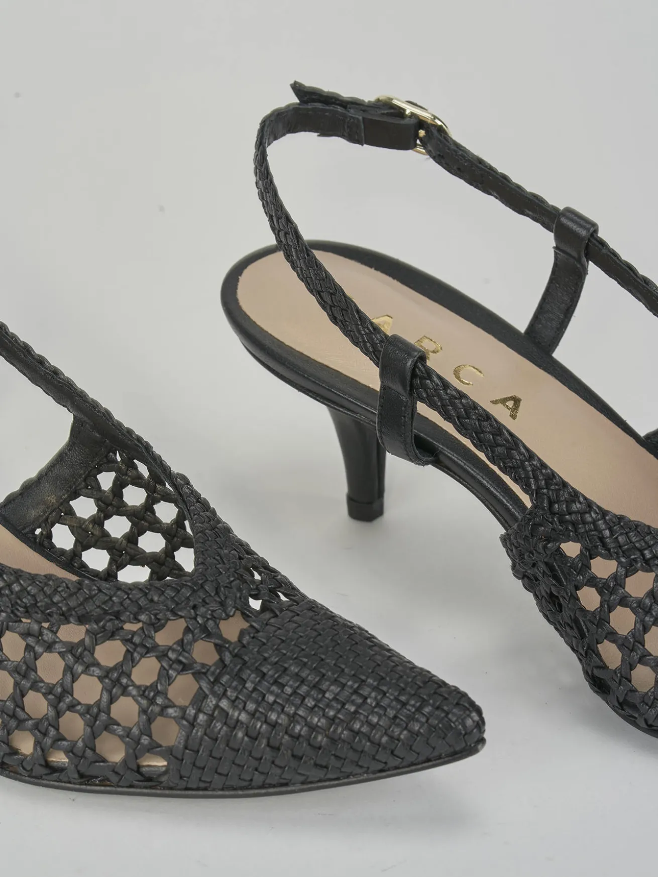 Slingback tacco 5cm pelle nero