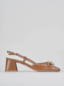 Slingback tacco 6cm pelle testa