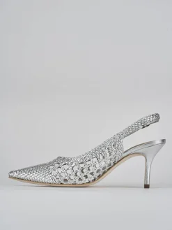 Slingback tacco 7cm pelle argento