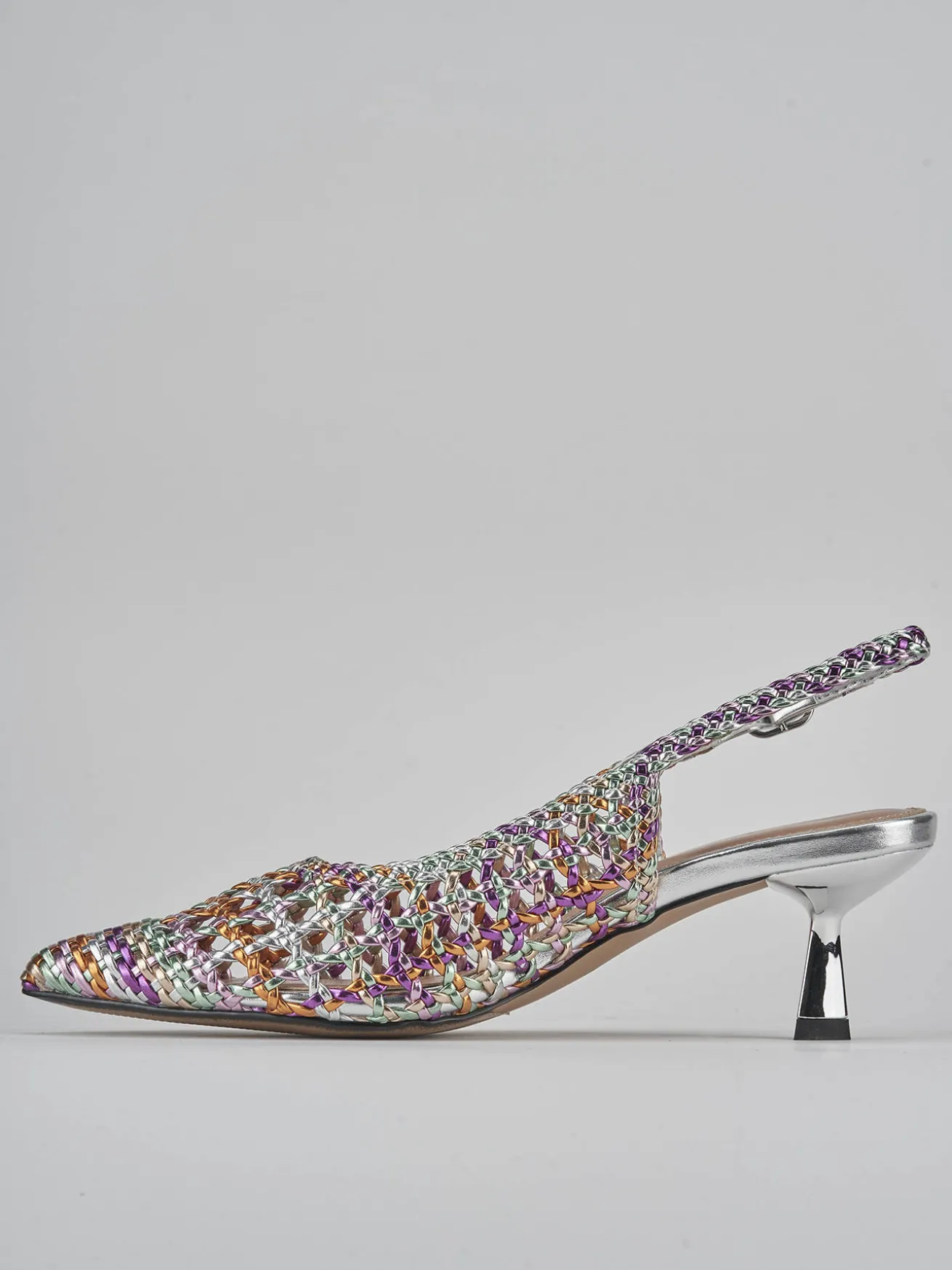 Slingback tacco 6cm pelle multicolor