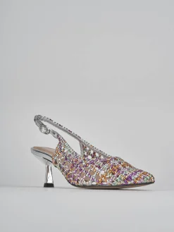 Slingback tacco 6cm pelle multicolor